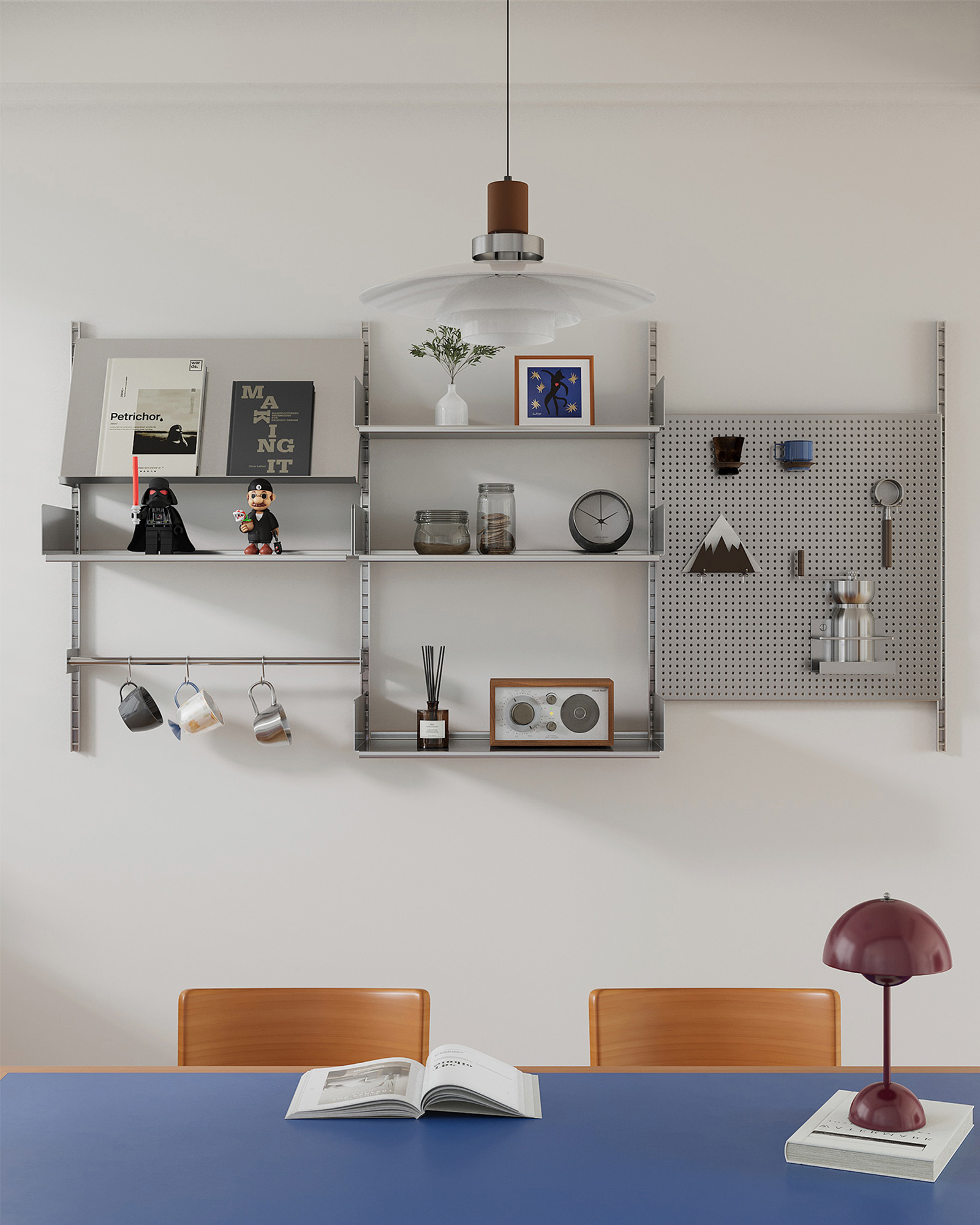 Stainless Steel Wall Organization System in stainless-pegboard